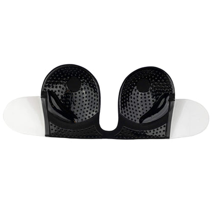 Bye Bra Seamless U-Style Bra, Invisible Adhesive Plunge Bra, Strapless and Backless, Push up Effect, for Deep V and Low Cut necklines, Nude and Black, A-E (Black, Cup B)