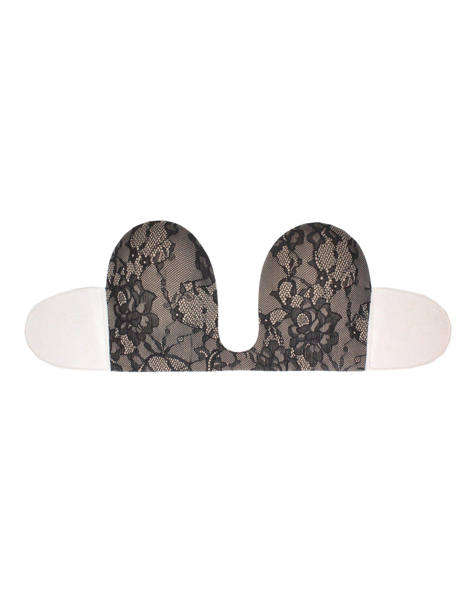 Bye Bra Seamless U Style Bra, Lace bra, Adhesive Bra, Strapless and Backless Bra, Push up Bra, Cup A-E, Black Lace (C)