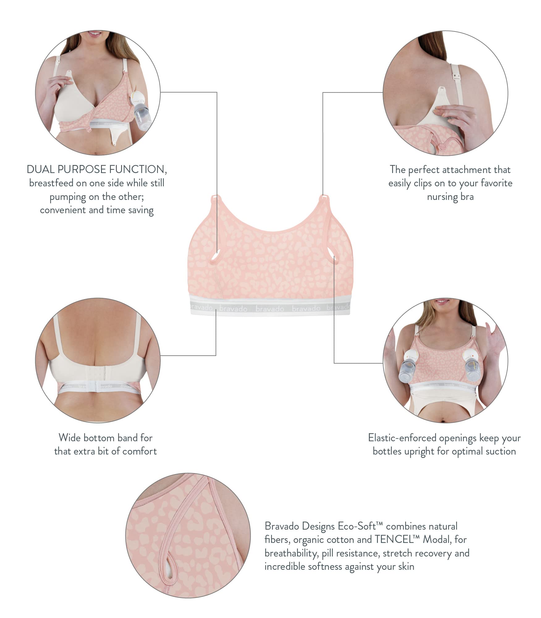 Bravado Designs Sustainable Hands-Free Pumping Accessory | Clip and Pump | Organic Cotton &amp; Tencel™ Modal Blend | S-XL