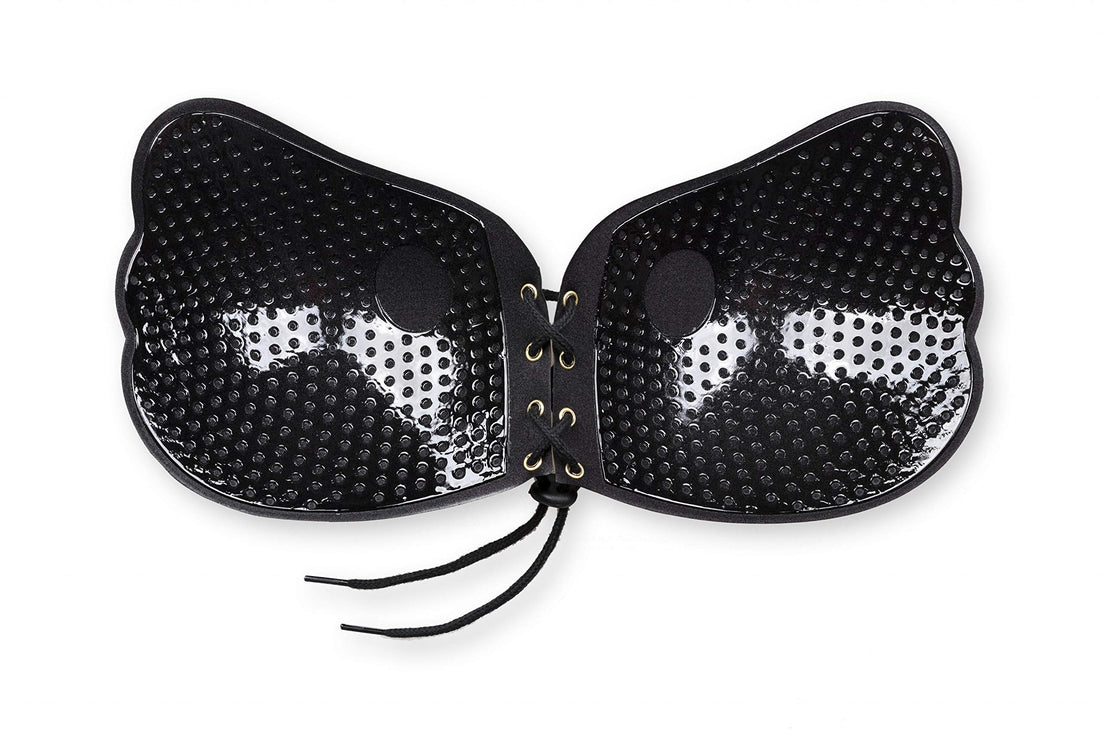 Bye Bra Lace-It Bra, Adhesive Bra, Push-up Bra, Self-Adhesive Bra, Sticky Bra, Strapless and Backless Bra, Cup A-E, Beige/Black/White(Black,E)