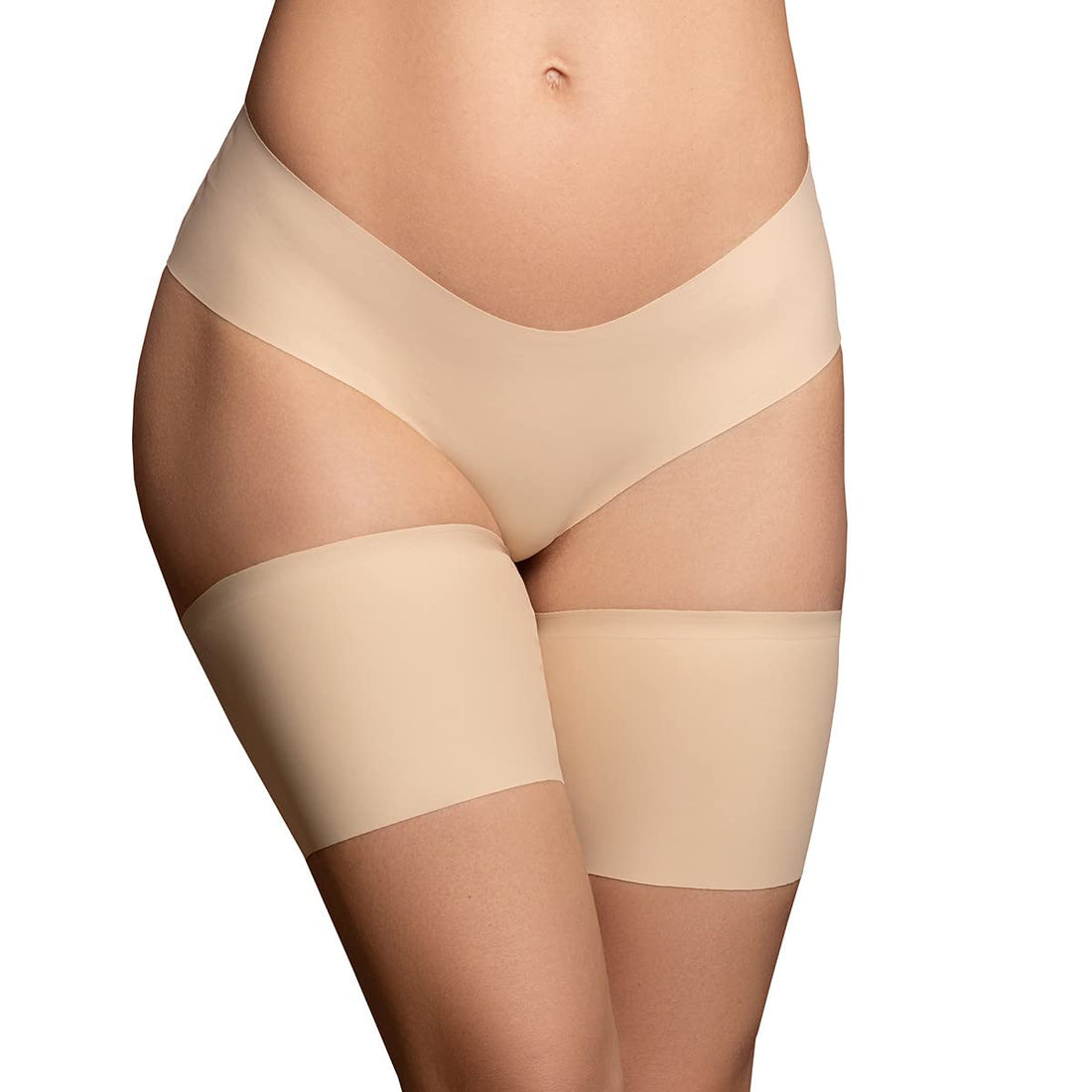 Bye Bra Lace Thigh Strips for Women, Anti Chafing and Chafing Bands, Prevent Inner Thigh Chafing, Beige and Black, S-XXL