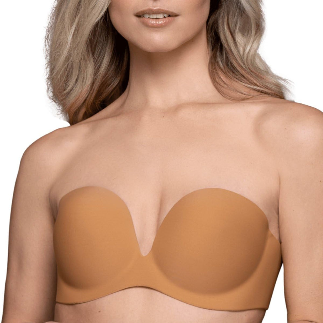 Bye Bra Gala Bra, Adhesive Bra, Push-up Bra, Self-Adhesive Bra, Sticky Bra, Strapless and Backless Bra, Stick On Bra, Cup A-E, Brown/Beige/Black (Brown, Cup D)