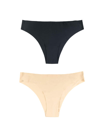 Bye Bra Invisible Brazilian Panties, Seamless Low Rise Underwear, Smooth and Comfortable Knickers with no-Stitching, 2-Pack: Nude, Black