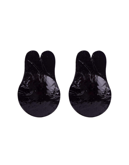 Bye Bra Fabric Pull Up Bra, Rabbit Form Adhesive Bra, Adhesive Pull Up Bra, Breast Lifting Pasties, Reusable Adhesive Nipple Covers, Black, M and XL