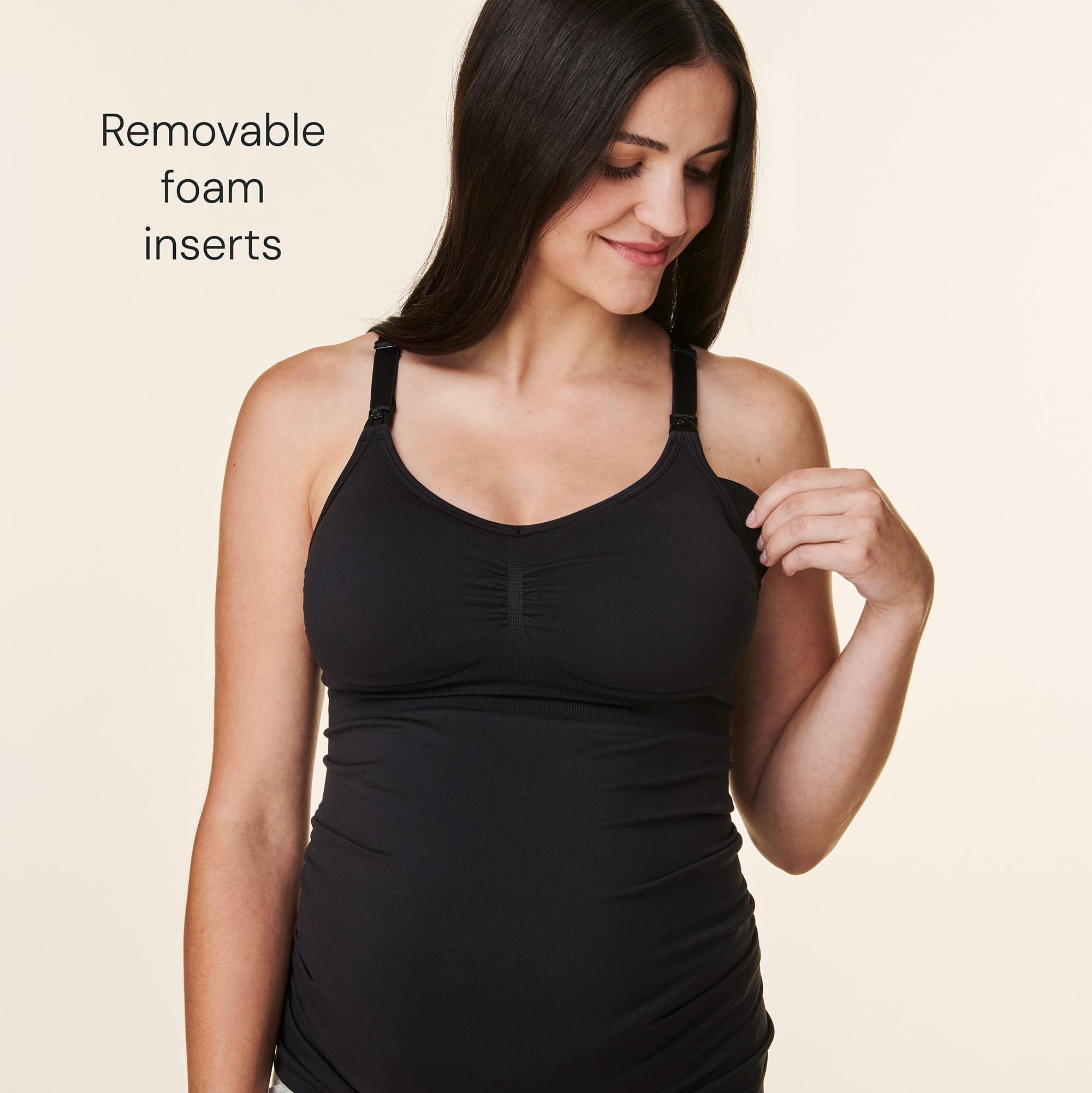Basics by Bravado Women's Seamless Maternity Nursing Tank Top Cami for Breastfeeding with Adjustable Straps