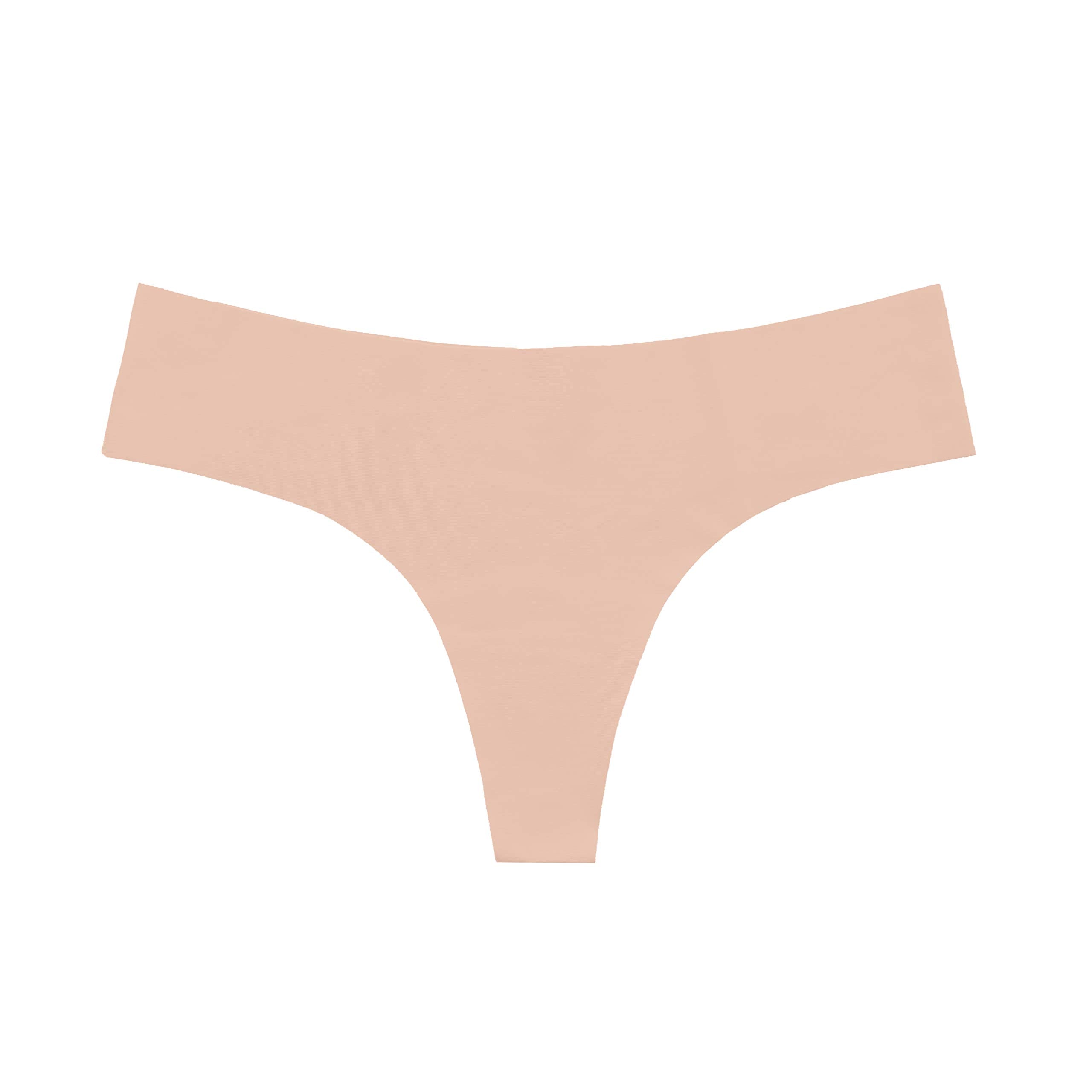 Bye Bra Invisible String, High Waist, Seamless Underwear Thong, No Stitching, No Panty Line, Smooth Edges, 2 Pack, S-XXL, Black Beige