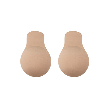Bye Bra Fabric Pull ups Breast Lift Pasties Reusable Adhesive Nipple Covers for Lifted Effect Invisible Lifting Bra Cups Adjustable Breast Petals Sticker, Nude (XL)