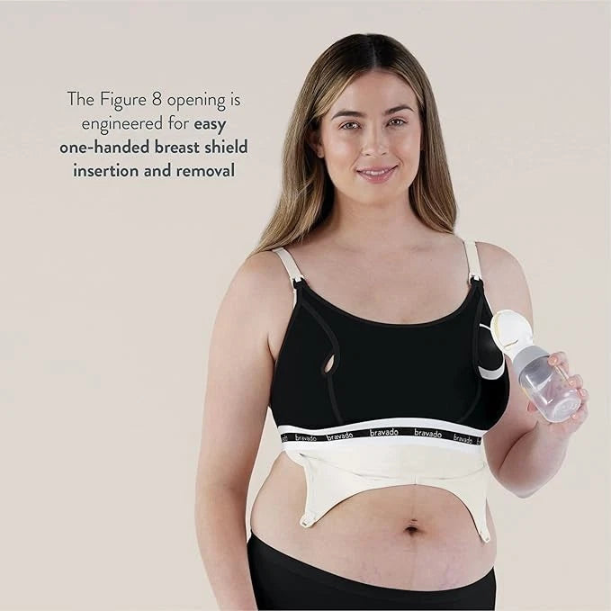 Bravado Designs Sustainable Hands-Free Pumping Accessory Clip and Pump Organic Cotton (Black 9301)