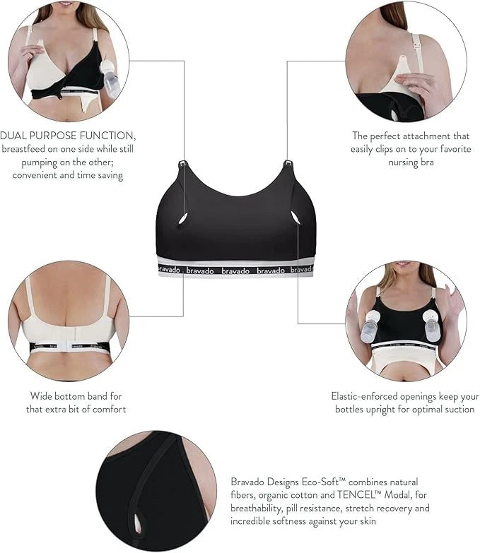 Bravado Designs Sustainable Hands-Free Pumping Accessory Clip and Pump Organic Cotton (Dove Heather 9301)